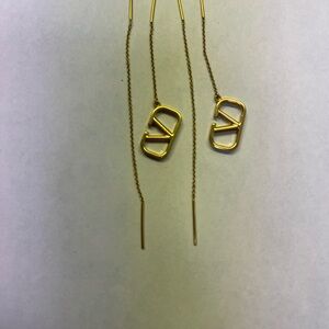 Valentino Gold Logo Chain Earrings
